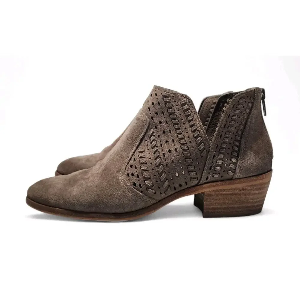 Vince Camuto Gray Suede Prasata Women's Perforated Ankle Bootie Boots Size 10 M